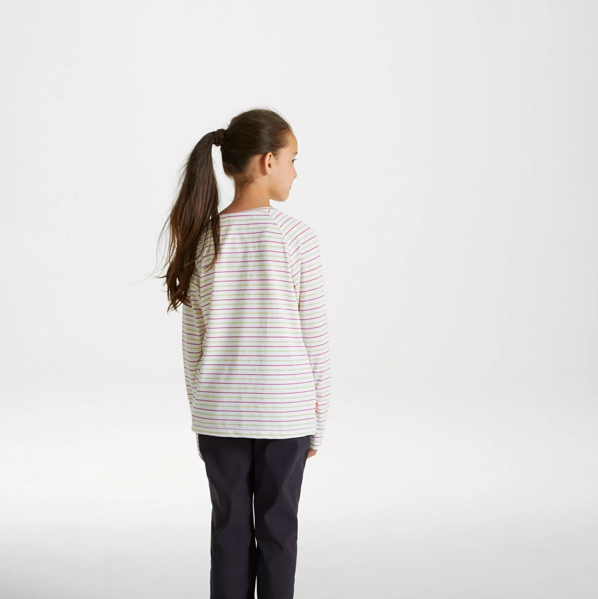 Craghoppers Kid'S Nosilife Paola Long Sleeved T-Shirt - Raspberry / Lime Sorbet Stripe<Kids Long Sleeve